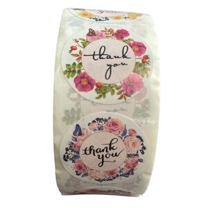 Thank-you stickers. 3 rolls of 500 each